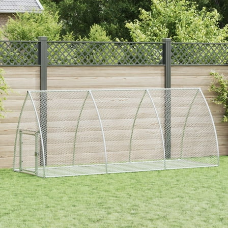 vidaXL Rabbit Hutch Silver Galvanized Steel Durable Rabbit Hutch
