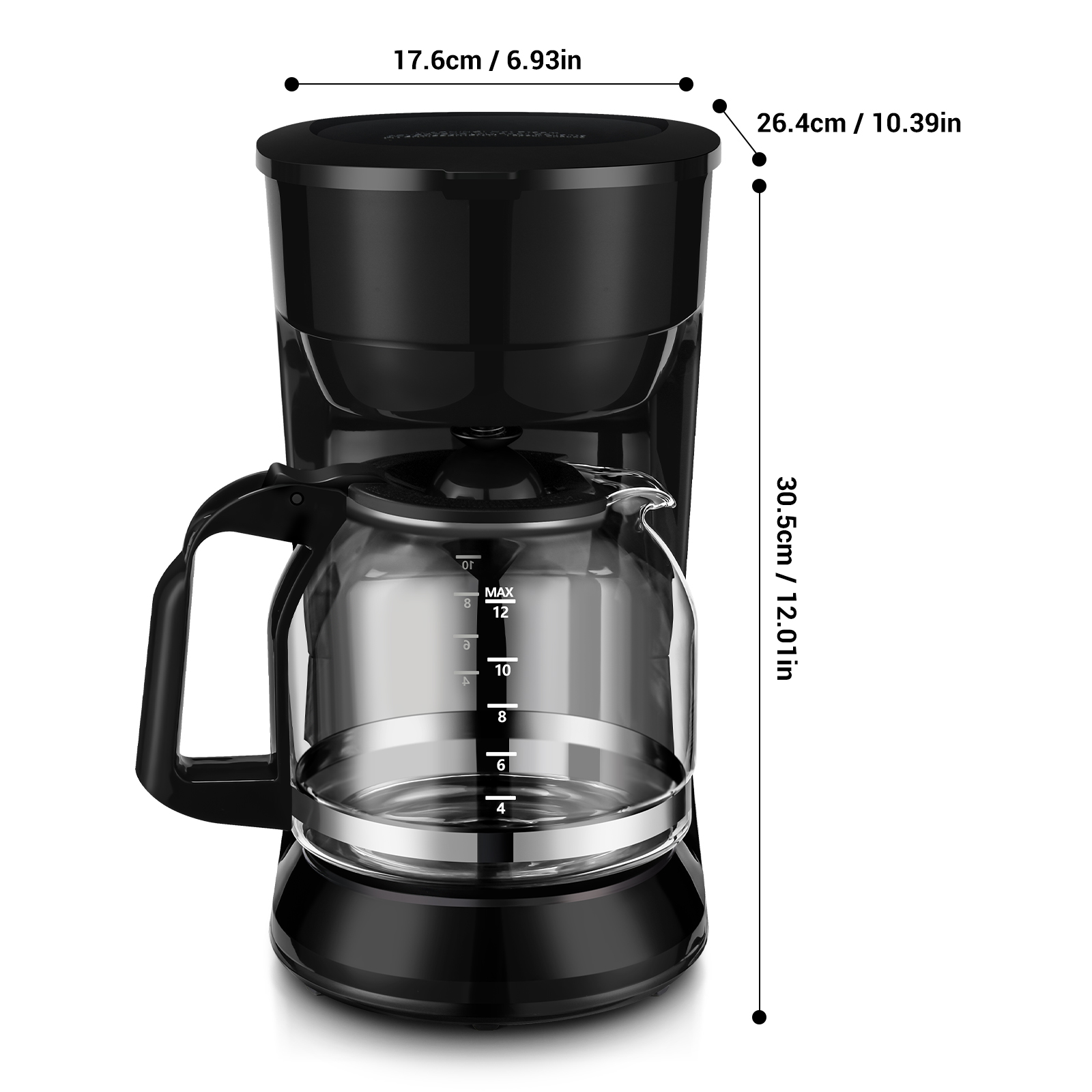 Mainstays 12-Cup Drip Coffee Maker, Black photo 8