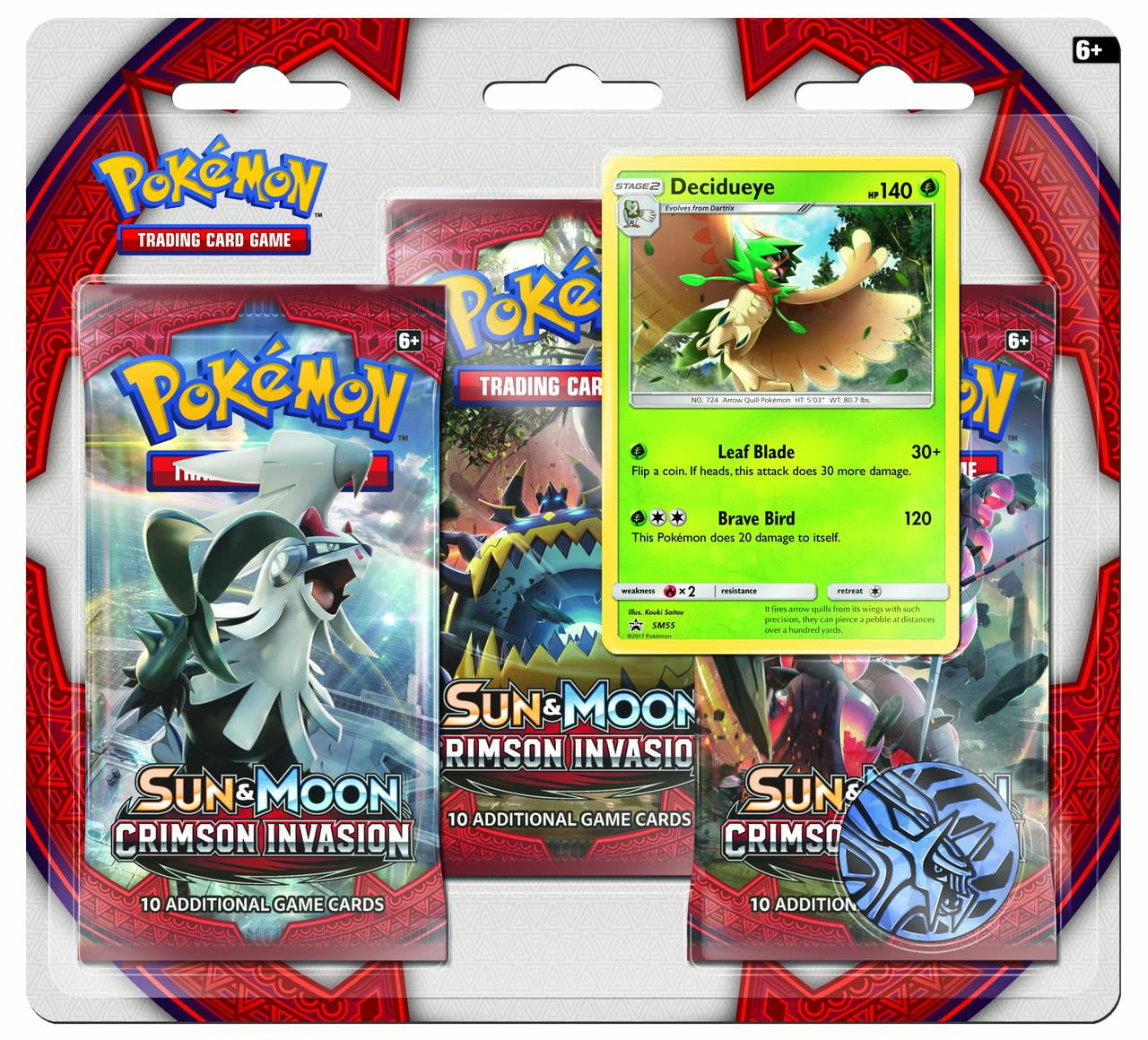 Pokemon Sun Moon 4 Sm4 Crimson Invasion 3 Pack Blister Decidueye Walmartcom