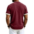 thumbnail image 4 of Sewkxo Men's Linen Shirts Short Sleeve Casual Shirts Button Down Shirt for Men Beach Summer Shirt,Wine M, 4 of 8