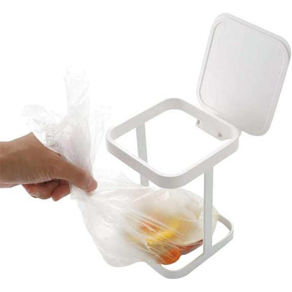Metal Countertop Trash Can Garbage Bag Holder for Home Kitchen (White) …