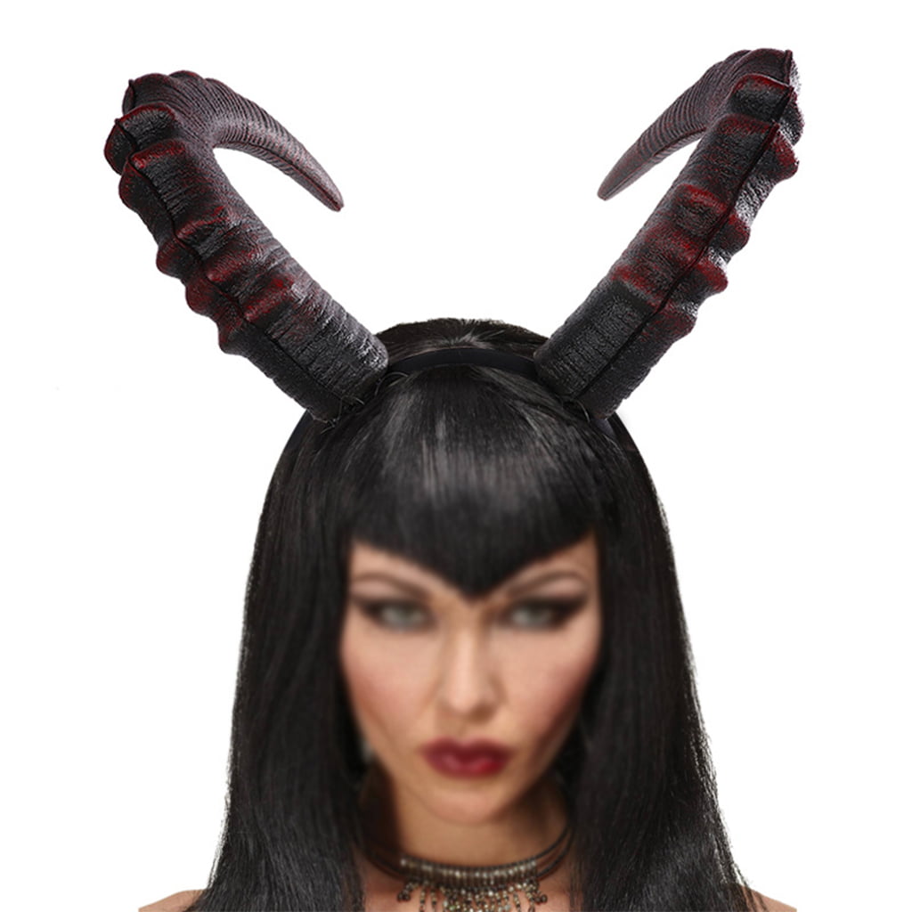 Glitter Devil Horns Headband Halloween Fancy Dress Cosplay Hairband Black&Red 