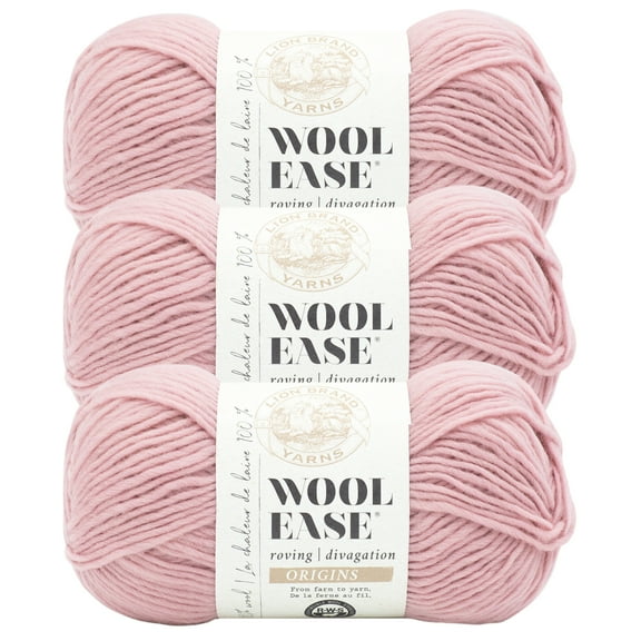 Lion Brand Yarn Wool-Ease Roving Origins Blush Medium Wool Yarn 3 Pack