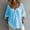 Sky Blue, variant on Cotton Blend Tops for Women Peasant Blouses V Neck Traditional Mexican Shirts Womens 3/4 Sleeve Button Down Shirts Crew Neck Shirt Mexican Blouses for Women Button Down Dress Shirts Blue M