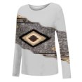 thumbnail image 4 of USSUMA Women's Tops Blouses, Classic Comfy Fashion Blouses for Women Dressy Casual Round Neck Long-Sleeve Henley Shirts Women's Shirt Cartoon Paisley Ombre Printing Pullover Sweatshirt Tops, 4 of 5