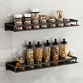 thumbnail image 1 of Estantes para especias de pared sin necesidad de taladrar - Estante de almacenamiento - Estante de cocina - Aluminio - Para baño y cocina - Negro - Paquete de 2 - 40 cm, 1 of 5