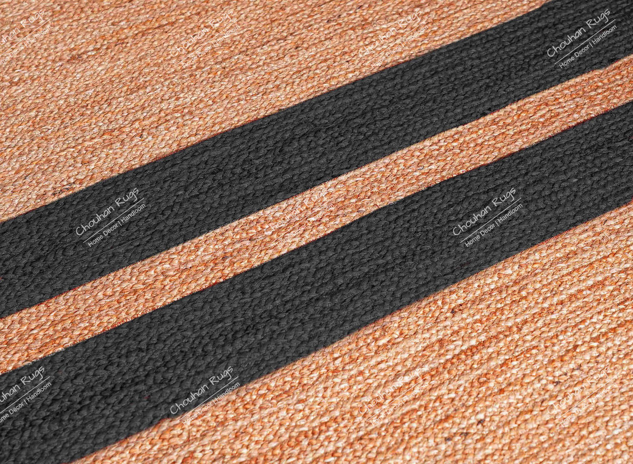Chouhan Rugs Natural Jute Dark Grey Lined Rug Bohemian Rug Decor Rug Handwoven Rug Custom Rug Decorative Rug