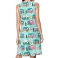 thumbnail image 2 of cute pink and white flamingo retro road trip Spring Summer Dresses for Women Fashion T-shirt Dress Casual Sleeveless Loose Sundress with Pockets, 2 of 5