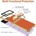 thumbnail image 2 of Orange Plated Hinged Case Compatible Samsung Galaxy Z Flip 3 5G Magnetic Case with Ring,Screen Protector Full Body Protective Samsung Flip 3 Case Cover,Phone Case for Galaxy Z Flip 3 Stand Case, 2 of 14