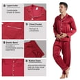 thumbnail image 5 of LANBAOSI Mens Satin Pajamas Set Long Sleeve Button Down 2-Piece Sleepwear, Burgundy M, 5 of 8