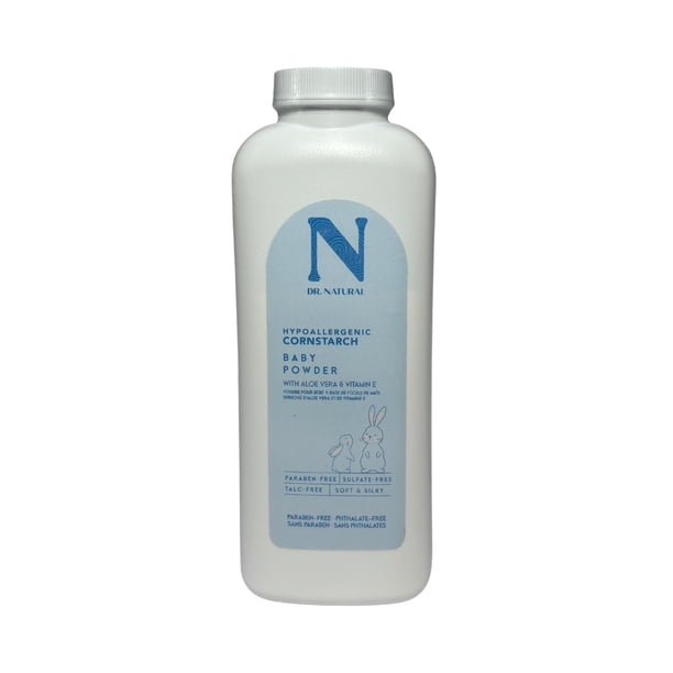 Polvo para Bebé Dr. Natural con Almidón de Maíz Aloe Vera y Vitamina E 255g Hipoalergénico Sin Talco