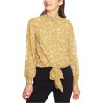 thumbnail image 1 of 1.STATE Womens Printed Tie Hem Pullover Blouse, Yellow, Large, 1 of 1