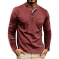 thumbnail image 2 of Bxsruta Shirts for Men, Men's Soft Waffle-Knit Long Sleeve Shirt with Buttoned Chest Pocket, 2 of 7