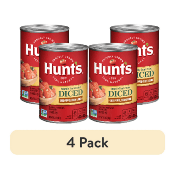 (4 pack) Hunt's Green Pepper, Celery & Onion Diced Tomatoes, 14.5 oz Can