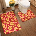 thumbnail image 2 of Yiaed Red Vintage Flowers Print Bathroom Mat Set 2 Pieces Mat Anti-Skid Pad Ultra Soft and Absorbent Bathroom Bath Mat Contour Bath Rugs for Toilet Base, 2 of 6