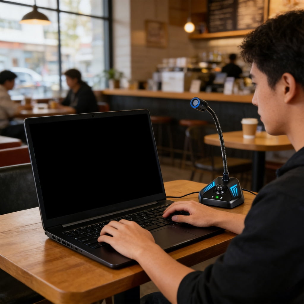 USB Condenser Microphone Durability Featuring Color Lighting for Clear Auditory in Long Gaming and Meetings