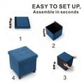 thumbnail image 2 of 15 Inch Storage Ottoman with Wooden Legs - Cube Foot Rest Stool, Square Footstool, Comfortable Seat with Lid, Foldable Fabric Ottoman, Space-Saving Navy, 2 of 16
