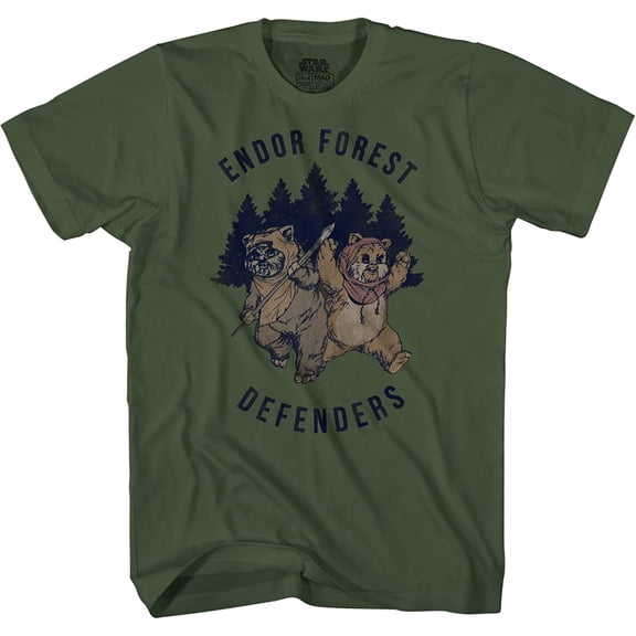 STAR WARS Endor Forest Summer Camp Ewok Funny T-Shirt for Men & Womens Graphic Adult Tshirt Small Army Green, Small