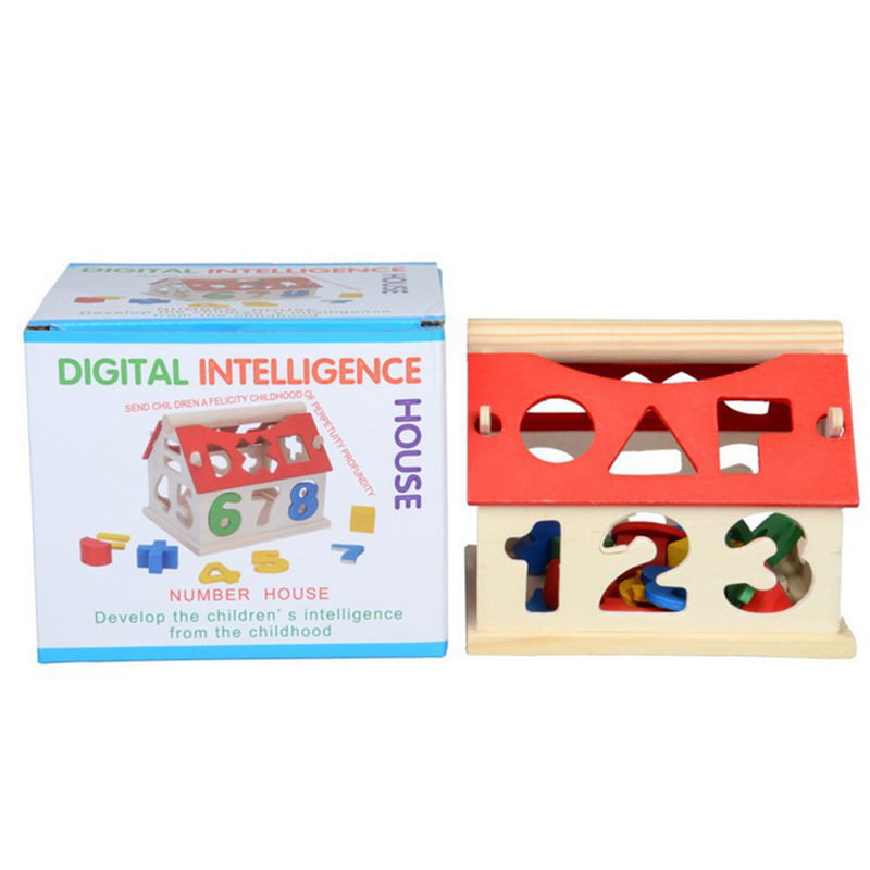 Wooden Toy Toys House Number Kids Children Educational Intellectual Blocks 