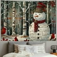 thumbnail image 2 of BCIIG Snowman Forest Cardinal Tapestry Wall Hanging Unique Style 40x30inch, 2 of 6
