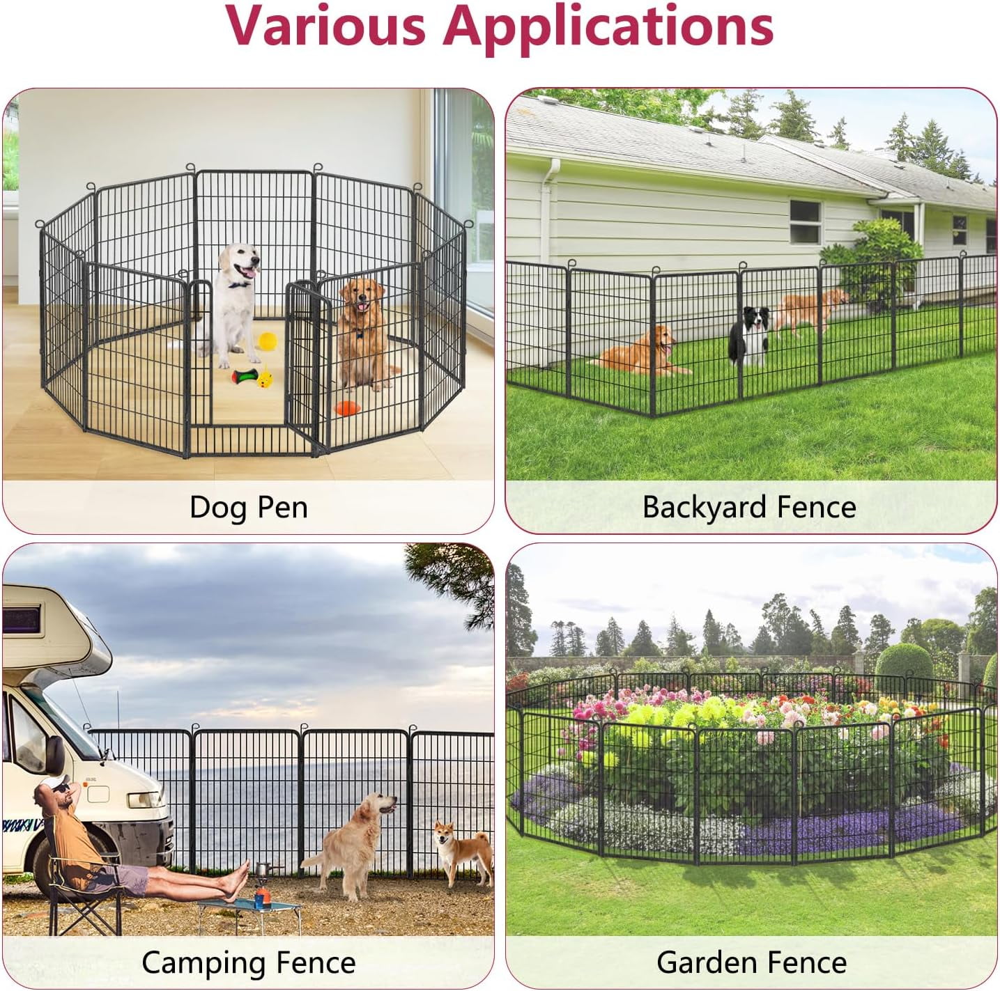 Jhsomdr Dog Playpen Outdoor 28 Panels 40" Height Heavy Duty Metal Dog Fence Puppy Playpen with Doors for Large/Medium/Small Dogs Indoor Pet Fence Exercise Dog Pen for RV, Camping, Yard