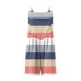 thumbnail image 5 of Feancey Linen Short Overalls for Women Striped Button Sleeveless Jumpsuits Loose Fit Casual Wide Leg Romper Shorts with Pockets Khaki L, 5 of 8