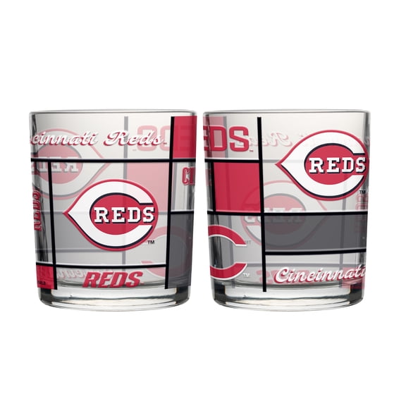 Logo Brands Cincinnati Reds 12oz. Quilted Stained Two-Pack Rocks Glass Set