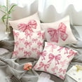 thumbnail image 5 of 4 Set Pillow Case Pink Bowknot Valentine's Day Modern Simple Peach Velvet Pillow Case (17 71 Inches * 17. 71-Inch) Suitable for Living Room, Sofa, Bedroom Furnishing Decoration (Excluding Pillow Core), 5 of 5