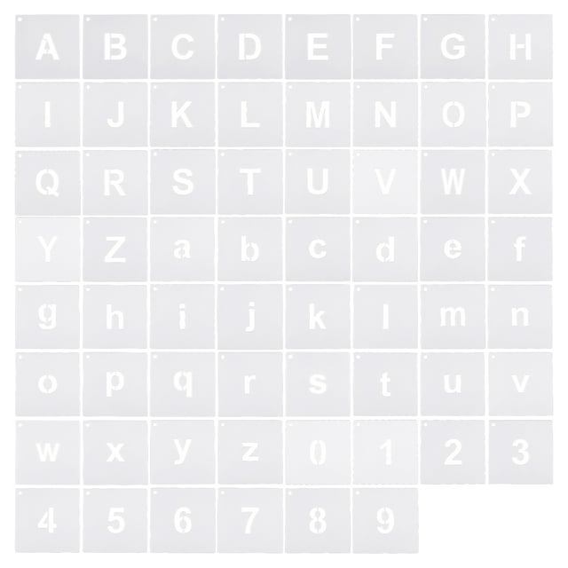 Unique Bargains 1 Inch Letter Number Stencils 2.5' Width Reusable Alphabet Numbers Templates Set with Ring, White 62 Pack