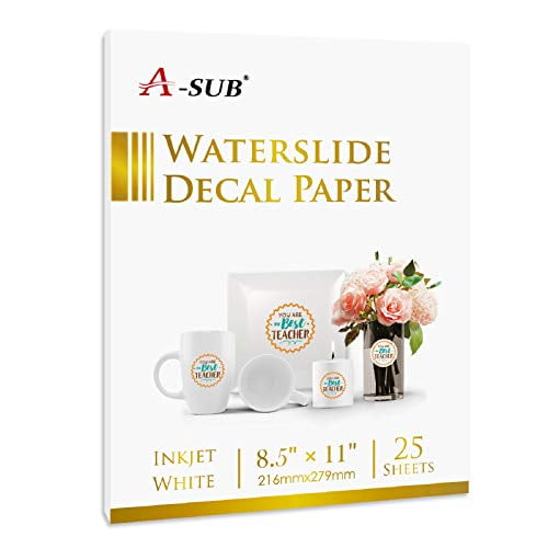 Waterslide Decal Paper White For Inkjet Printers - 10 Sheets 8.5x11 DIY Transfer Paper
