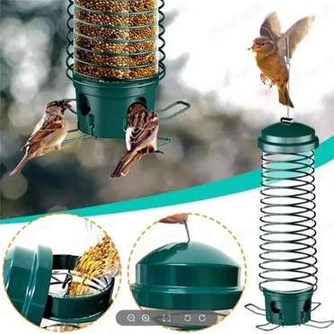 ComfyPro Squirrel Proof Metal Bird Feeder for Bluebirds & Cardinals – 4 Feeding Ports