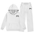 thumbnail image 5 of BLCHUNen Clothes for Girls 2 Piece Outfit Casual Hooded Workout Sweatshirts Wide Leg Print Pants Lightweight Workout Sets,White1, 5 of 6