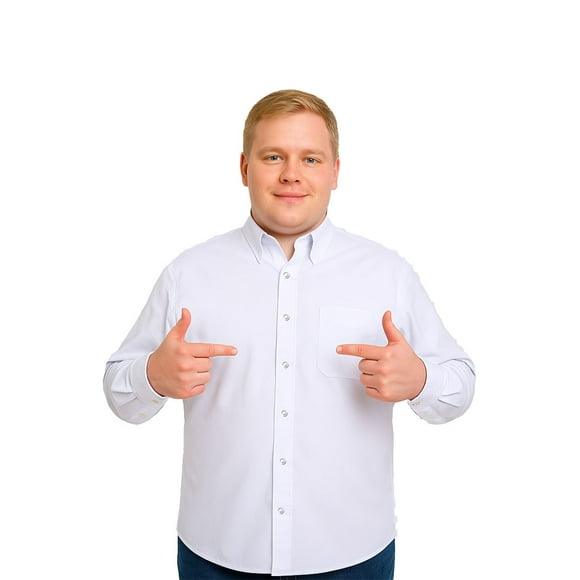 Big Kong Camisa Tallas Grandes Hombre Blanca Lisa Oversize Manga Larga
