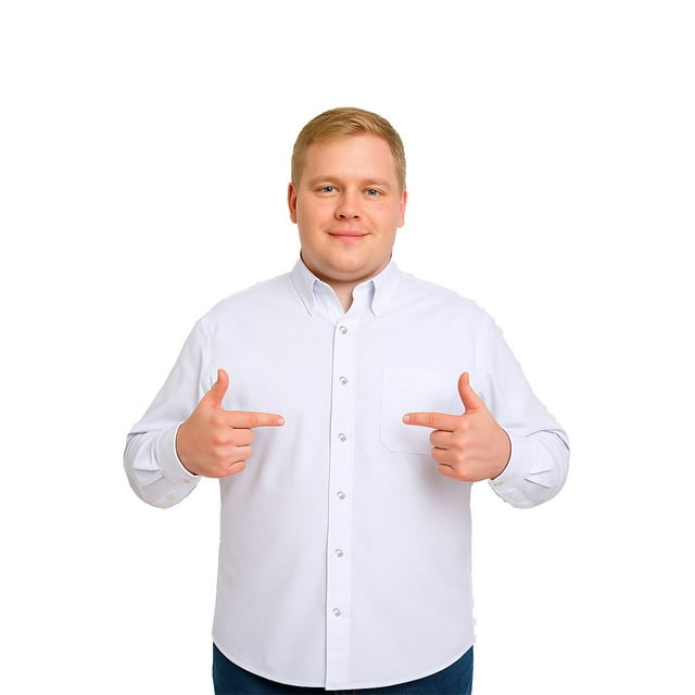 Big Kong Camisa Tallas Grandes Hombre Blanca Lisa Oversize Manga Larga