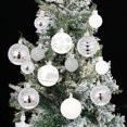 thumbnail image 5 of 44 Pack Silver and White Christmas Tree Ornaments Set 2.36in Shatterproof Decorative Balls with Glitter Snowflakes Stars Stripes and Assorted Patterns for Holiday Party Seasonal Xmas Decor, 5 of 6