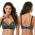 thumbnail image 3 of Curve Muse Women's Plus Size Unlined Underwire Lace Bra with Cushion Straps-Dk Grey Print, Grey Print-Size:44D, 3 of 7