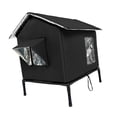 thumbnail image 4 of Casa para gatos al aire libre, casa para mascotas con patas elevadas, impermeable, de tela Oxford, cálida, tienda para gatos negro, 4 of 9
