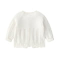 thumbnail image 3 of Otqutp Toddler Baby Girls Knit Cardigan Solid Plain Hollow Open Front Sweater 3 6 12 18 24 Months Baby Fall Jacket with Button, 3 of 3