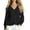 Black 02, variant on Cute Tops for Women Solid V Neck Long Sleeve Blouse, Bubble Cuff Ruffle Hem Loose Linen Blend Pullover Top, Casual Lightweight Shirt Short Sleeve Shirts for Women
