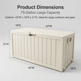 thumbnail image 6 of ZEUKMXOO 75-Gallon Outside Storage Box Waterproof, Large Outdoor Storage Bin for Patio Deck Garden, Beige Heavy Duty Container with Lid, Bottom Casters, 6 of 6