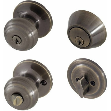 - Honeywell Classic Knob Combo Door Lock, Antique Brass