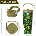thumbnail image 4 of 30 Oz Tumbler St. Patrick's Day Four-leaf Clover Tumbler with Lid and Straw, Birthday Gift Cup for Friend Women Men Coffee Travel Mug Thanksgiving Day Halloween Christmas Gift Water Bottle, 4 of 7