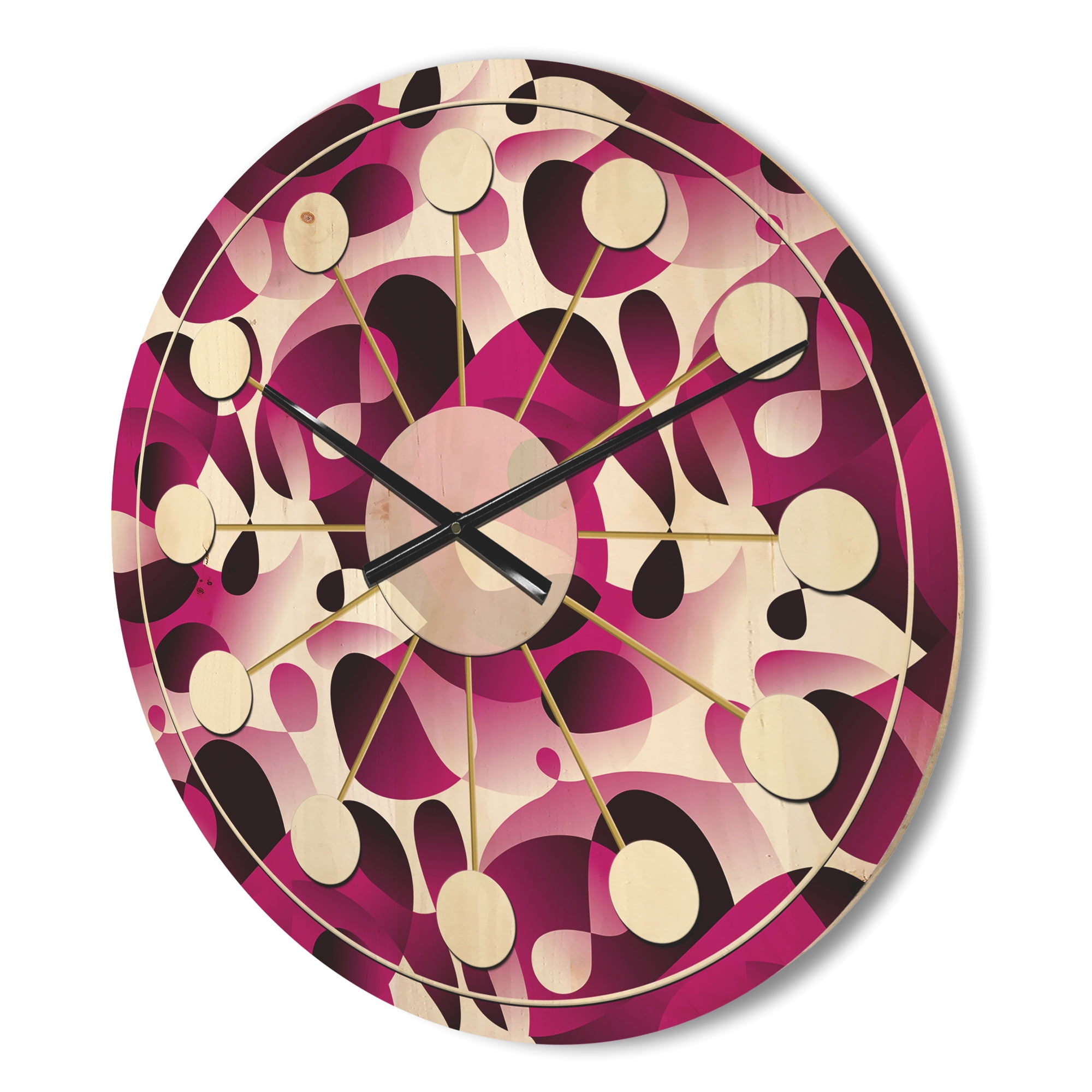 Designart 'Abstract Retro Pattern Design VI' Mid-Century Modern Wood Wall Clock