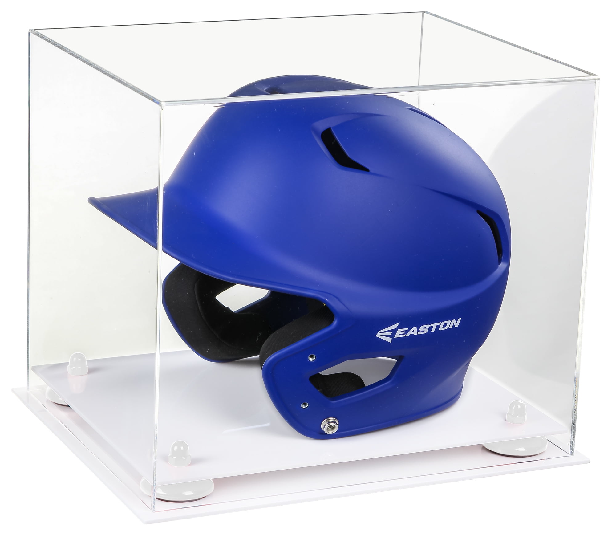 Clear Acrylic Baseball Batting Helmet Display Case with White Risers