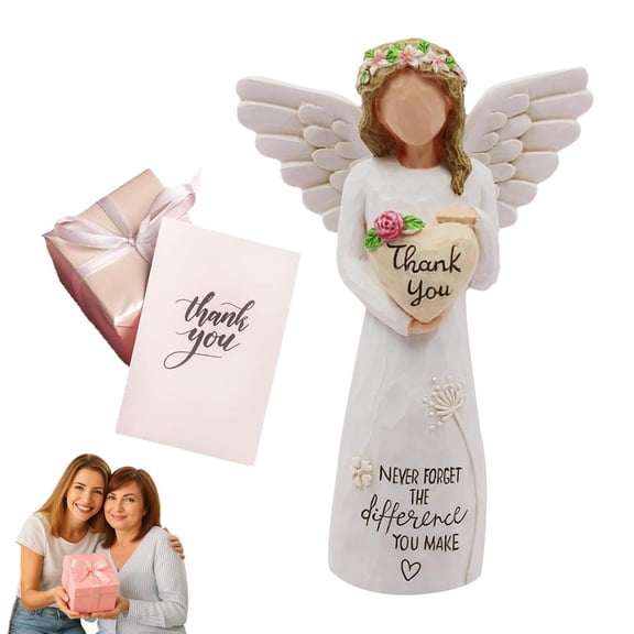 Agiufgs Angel Figurine Ornament Resin 5.1, Inspirational Thank You Message, for Home Decor Gift Giving Setup and Daily Use, White, 1set