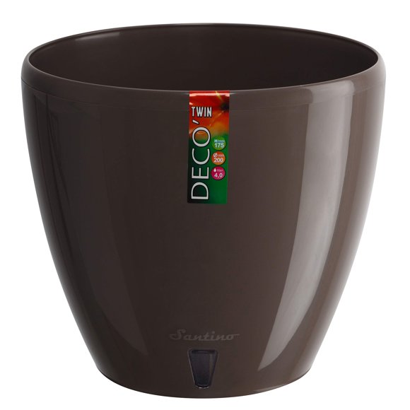 Santino, Self Watering Planter Deco 7.9 Inch, Shade , Indoor Decorative Flower Pot with Drainage Cartridge and Water Level Indicator