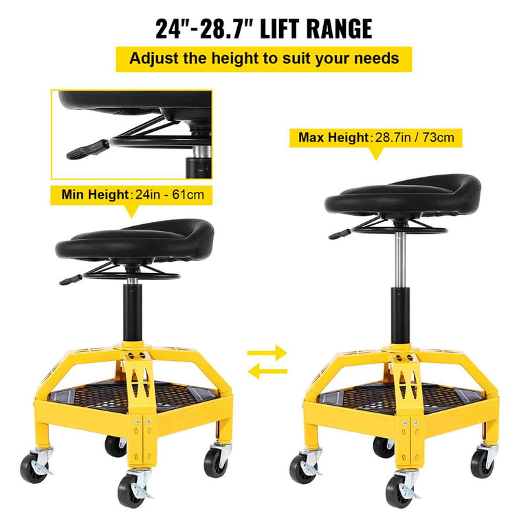 Tall Work Shop Stool Bench Mechanics Chair Swivel Garage Adjustable Height  Seat