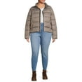 Time and Tru Women's and Women's Plus Puffer Jacket, Sizes S3X
