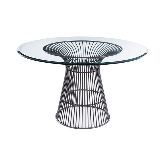 Modrest Chandler - Modern Round Glass & Black Stainless Steel Dining Table