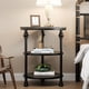 thumbnail image 5 of End Mesa 3-Tier Redondo Side Mesa Living Sala Accent Mesa con Estante de Almacenamiento y Metálico Industrial Madera Cama Side Table/Night Soporte para cm de Profundidadormitorio Pequeño Spaces Oak, 5 of 7